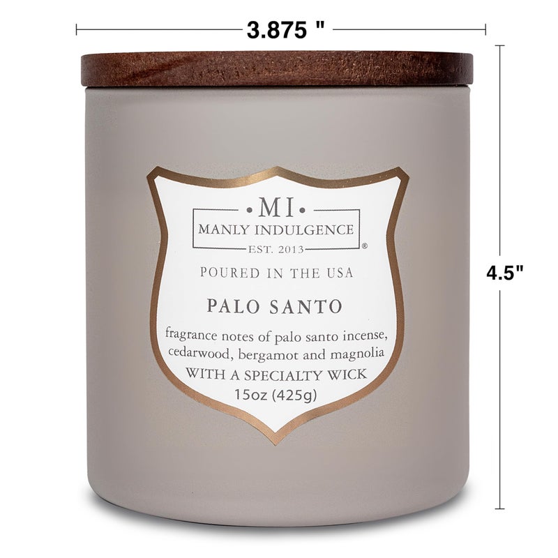 Manly Indulgence Palo Santo Scented Candles for Men, 15 oz Wooden Wick, Premium Soy Blend Wax, 60H Burn, Candles for Home Scented - Made in The USA - Image 5